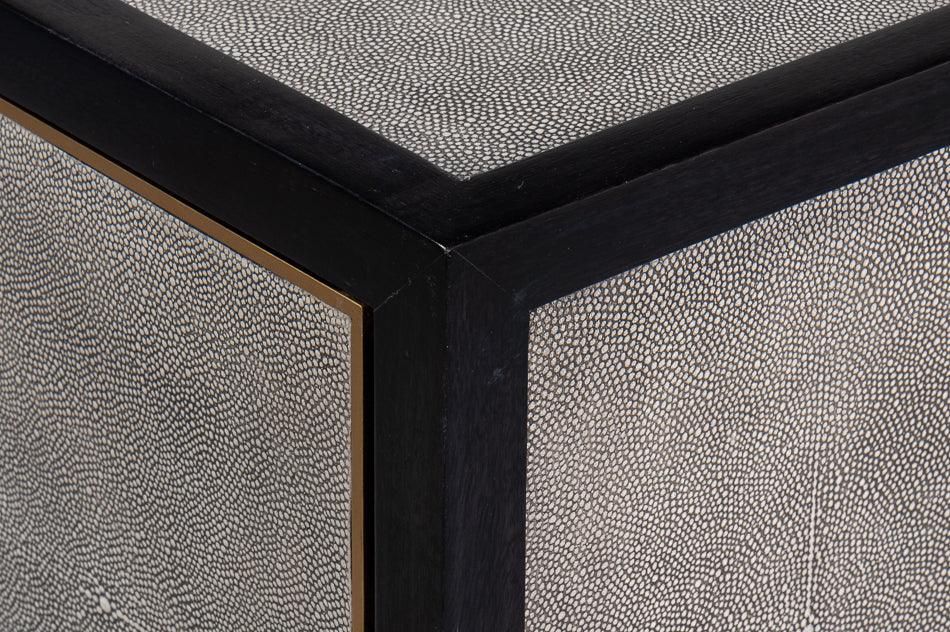 Credenza rivestita in pelle grigio antico