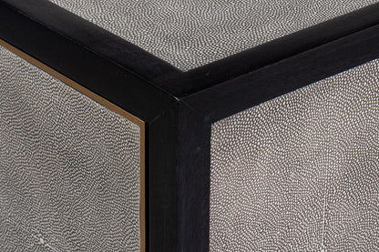 Credenza rivestita in pelle grigio antico