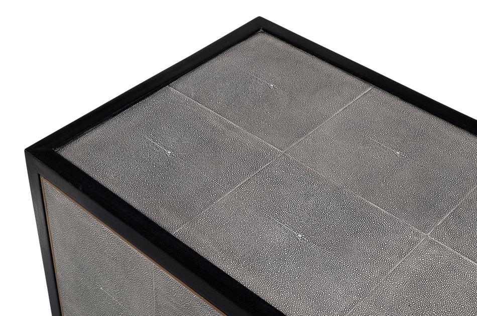 Credenza rivestita in pelle grigio antico