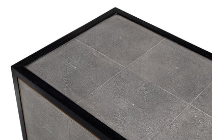 Credenza rivestita in pelle grigio antico