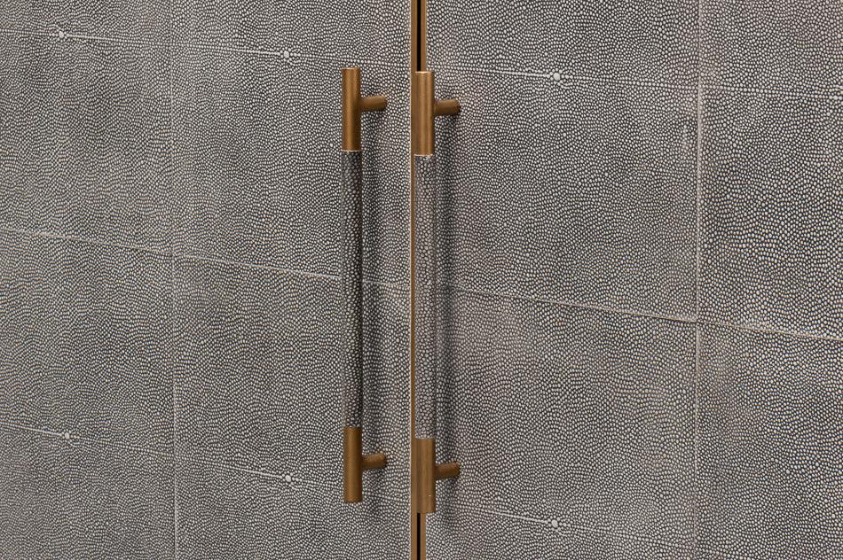 Credenza rivestita in pelle grigio antico