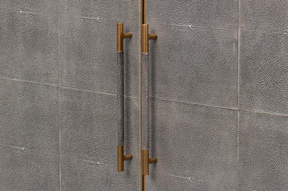 Credenza rivestita in pelle grigio antico