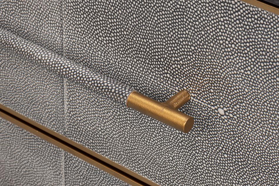 Comodino rivestito in pelle grigio antico