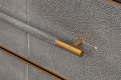 Comodino rivestito in pelle grigio antico