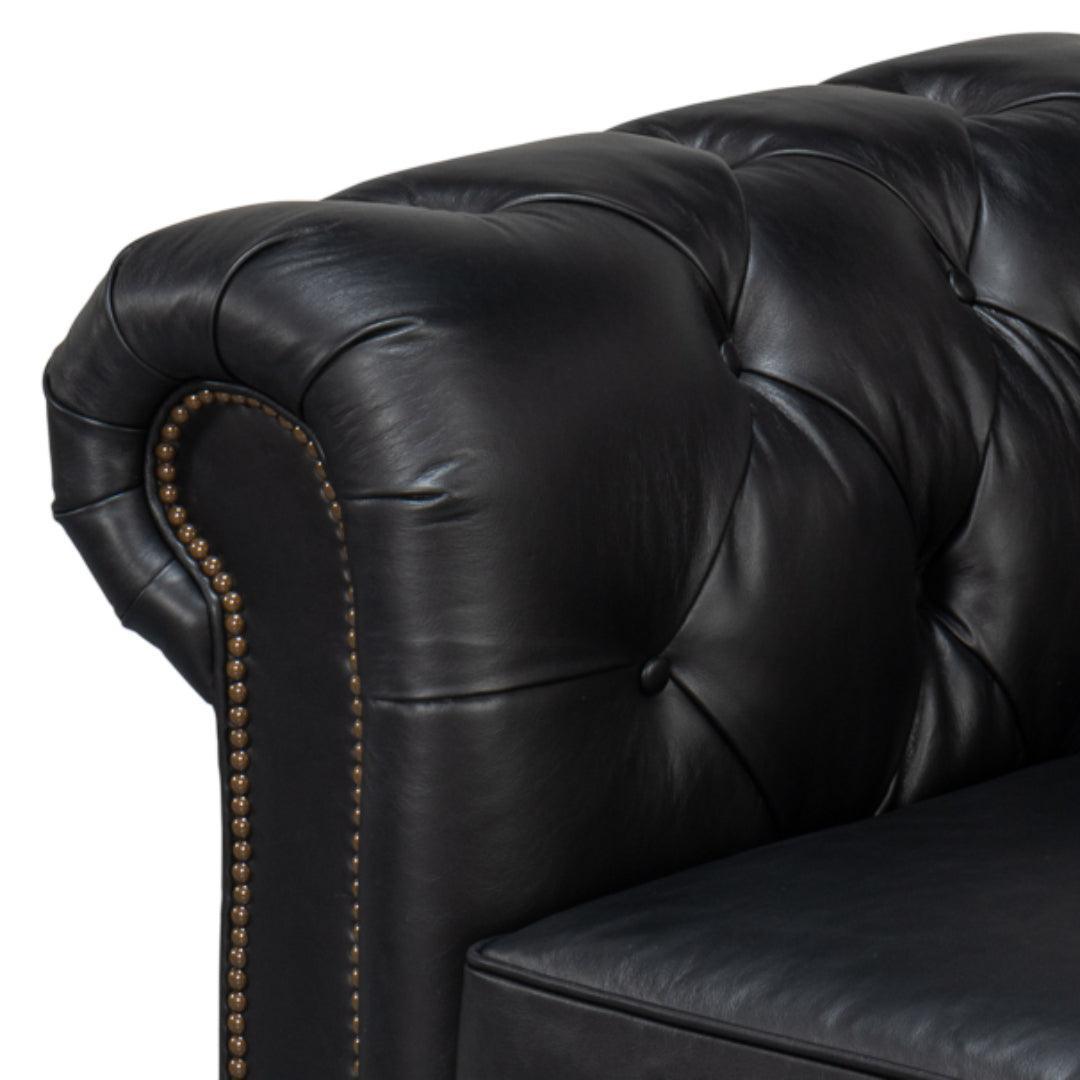Divano Chesterfield imbottito in pelle nera Club Room