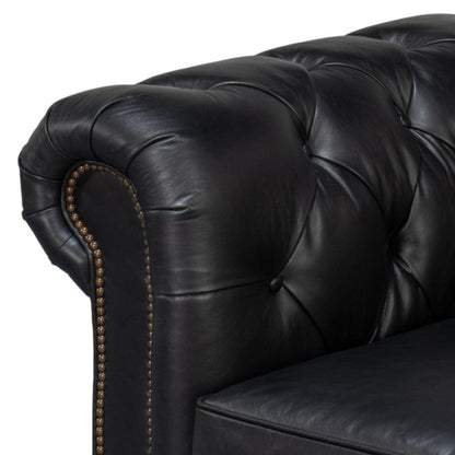 Divano Chesterfield imbottito in pelle nera Club Room