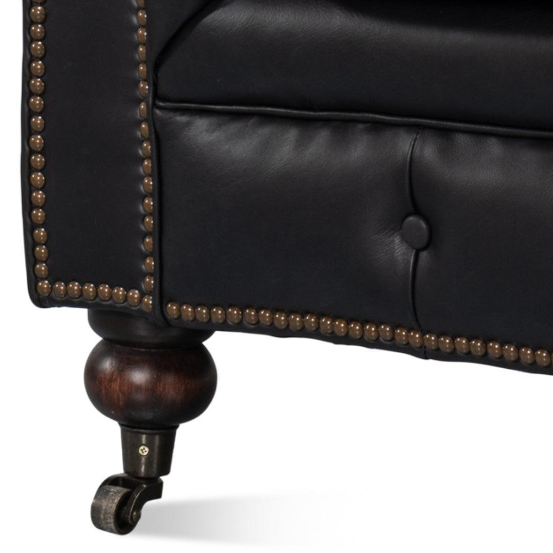 Divano Chesterfield imbottito in pelle nera Club Room