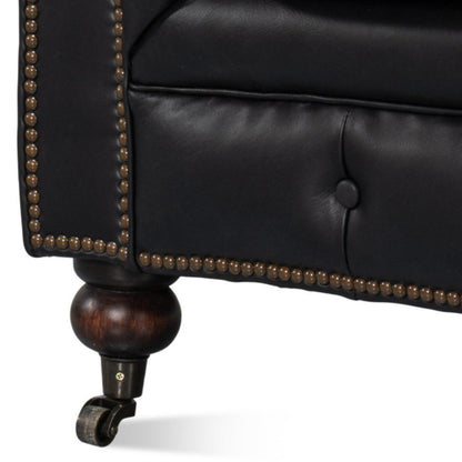 Divano Chesterfield imbottito in pelle nera Club Room