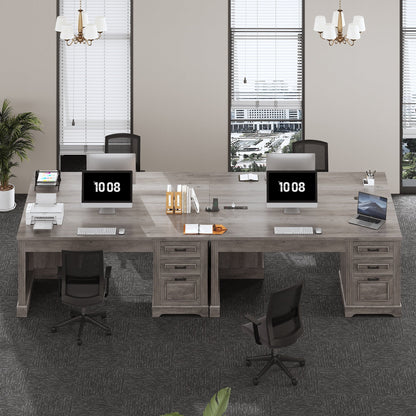 Scrivania direzionale Farmhouse Scrivania per ufficio domestico Cassetto per archivi Supporto per monitor Presa di corrente