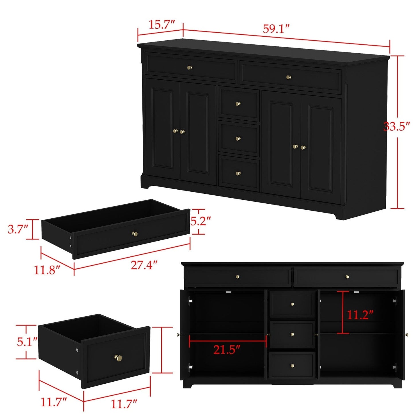 Credenza da 59,1'', bianca, moderna, contemporanea, laccata