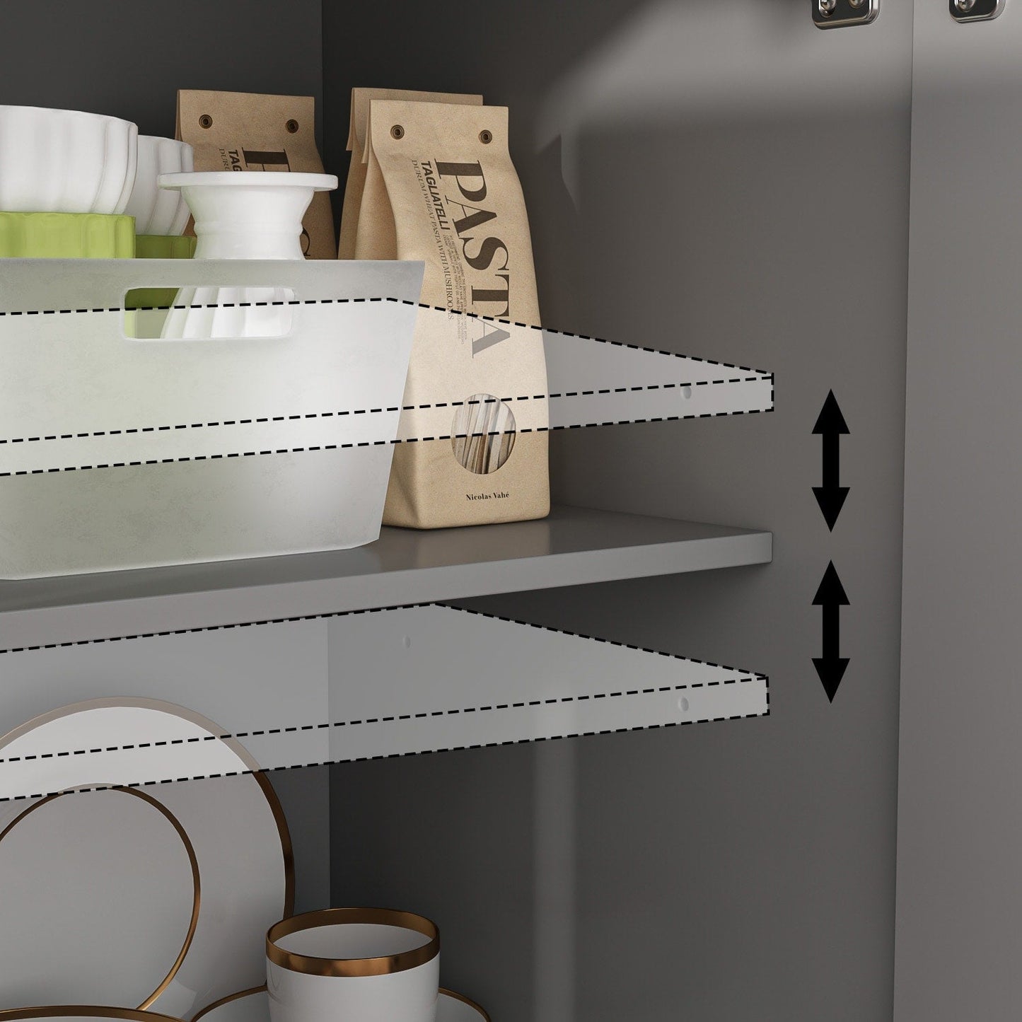 Credenza da 59,1'', bianca, moderna, contemporanea, laccata