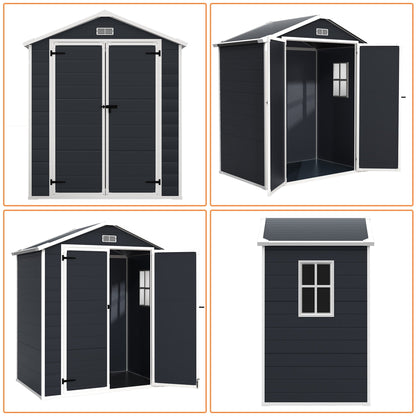 Capannone per attrezzi da esterno in resina resistente alle intemperie, 6 piedi x 4 piedi/6 piedi x 8 piedi/8 piedi x 6 piedi/8 piedi x 10 piedi, con pavimento, Spire Tool Shed