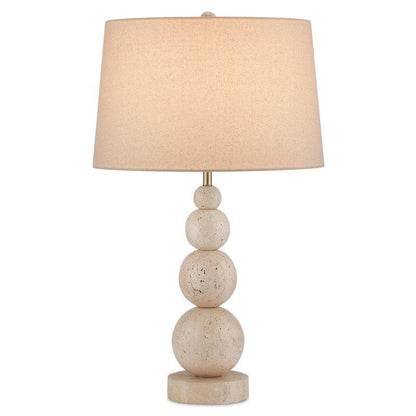 Lampada da tavolo con globi in travertino