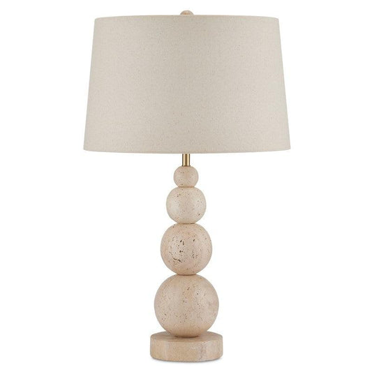 Lampada da tavolo con globi in travertino