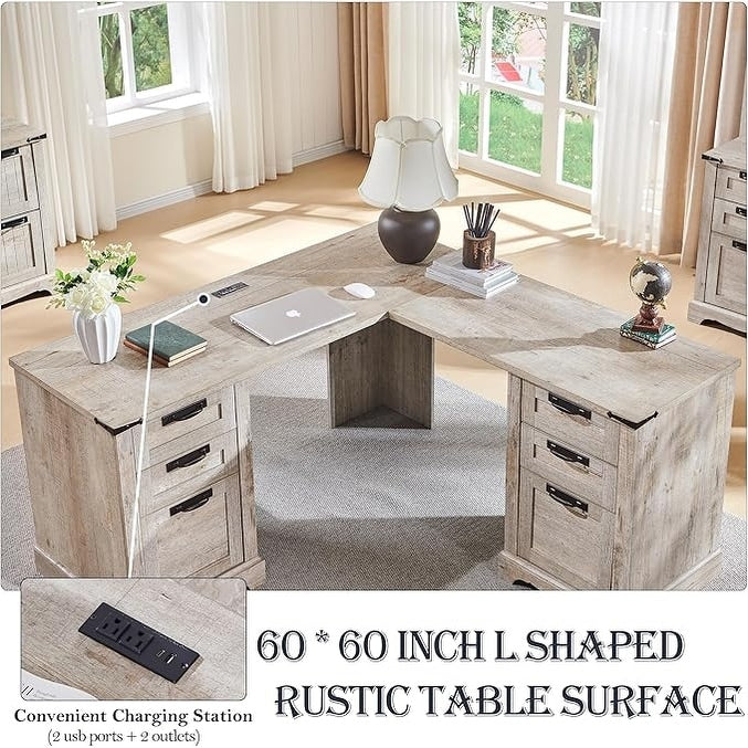 Scrivania direzionale a L da 60 pollici, scrivania angolare in legno, scrivania per computer