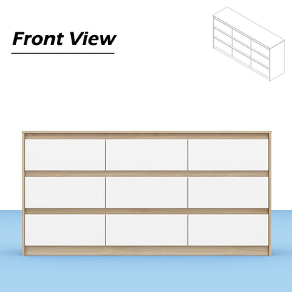 Cassettiera con 9 cassetti da 63 W, cassettiera decorativa per soggiorno, camera da letto