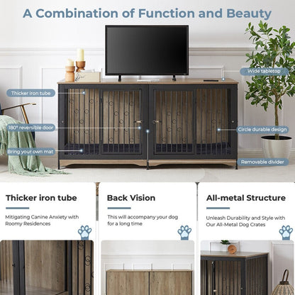 Mobile porta TV per cani di grossa taglia da 70,86'' con cuscino e due vani (senza cuscino)