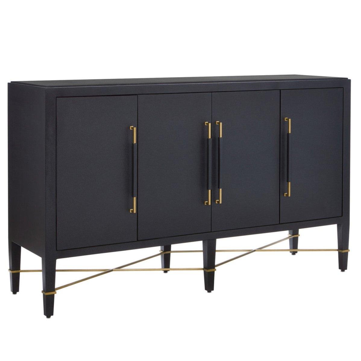 Credenza a 4 ante laccata nera