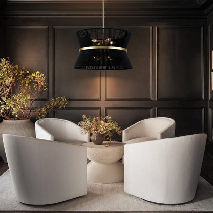 Lampadario a tamburo grande in stile boho moderno a 8 luci, lampadario a clessidra in tessuto intrecciato a mano da 24 pollici in oro/nero per sala da pranzo/soggiorno