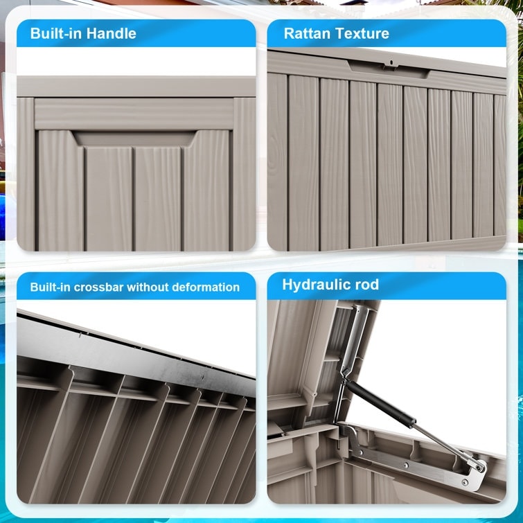 Contenitore per patio esterno in resina con serratura