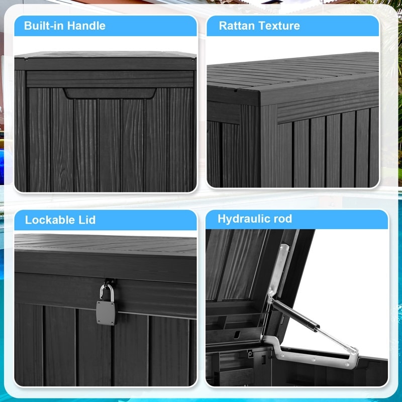 Contenitore per patio esterno in resina con serratura