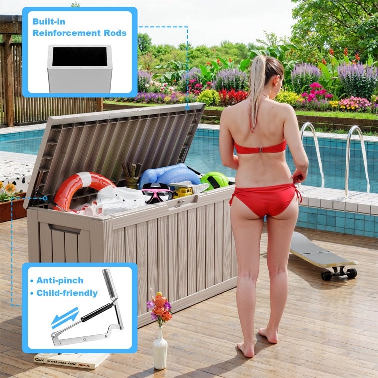 Contenitore per patio esterno in resina con serratura