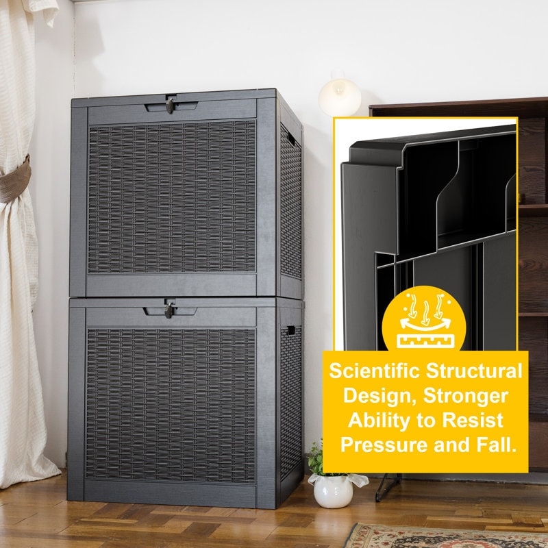 Contenitore per patio esterno in resina con serratura