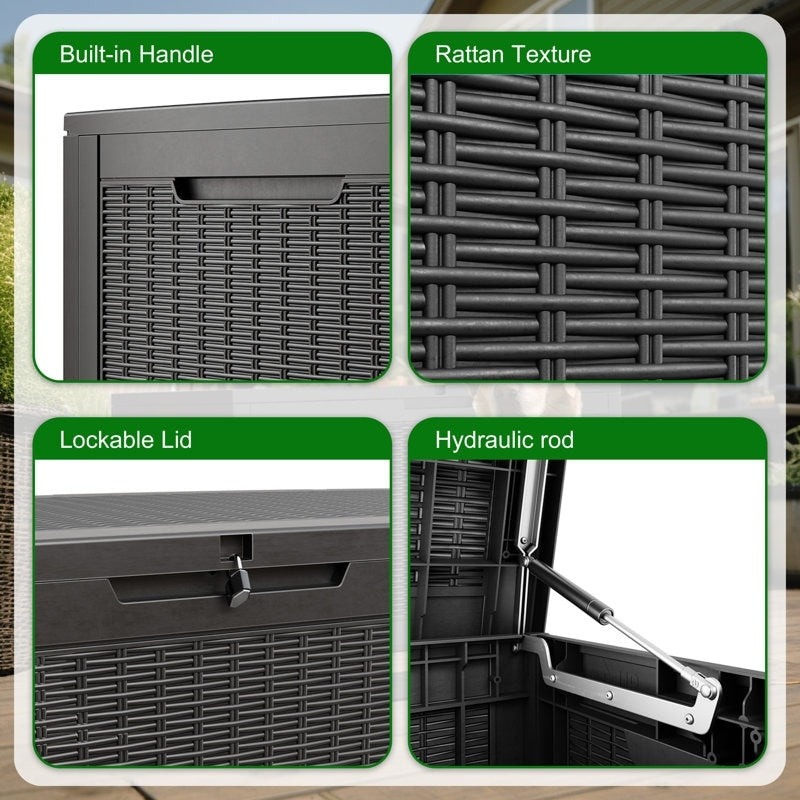 Contenitore per patio esterno in resina con serratura