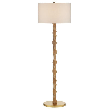 Lampada da terra in legno intrecciato