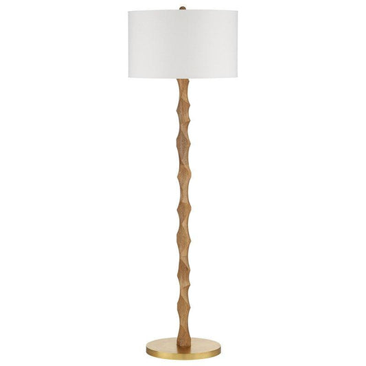 Lampada da terra in legno intrecciato