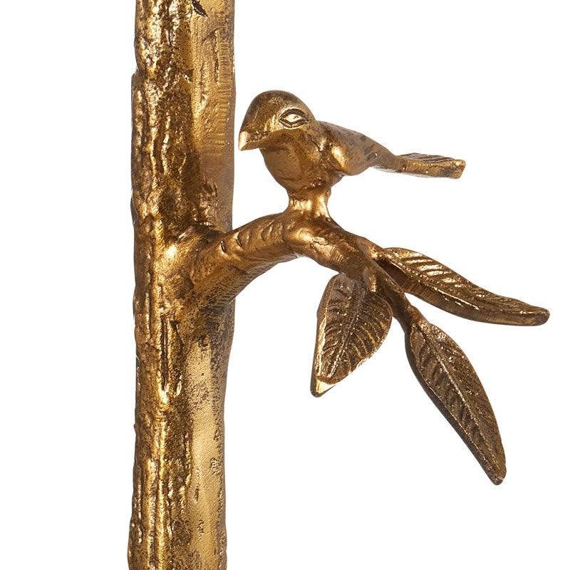 Lampada da terra in ottone con uccelli appollaiati