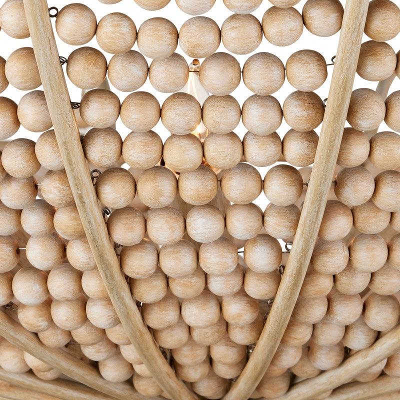 Lampadario con perline e pendenti in legno