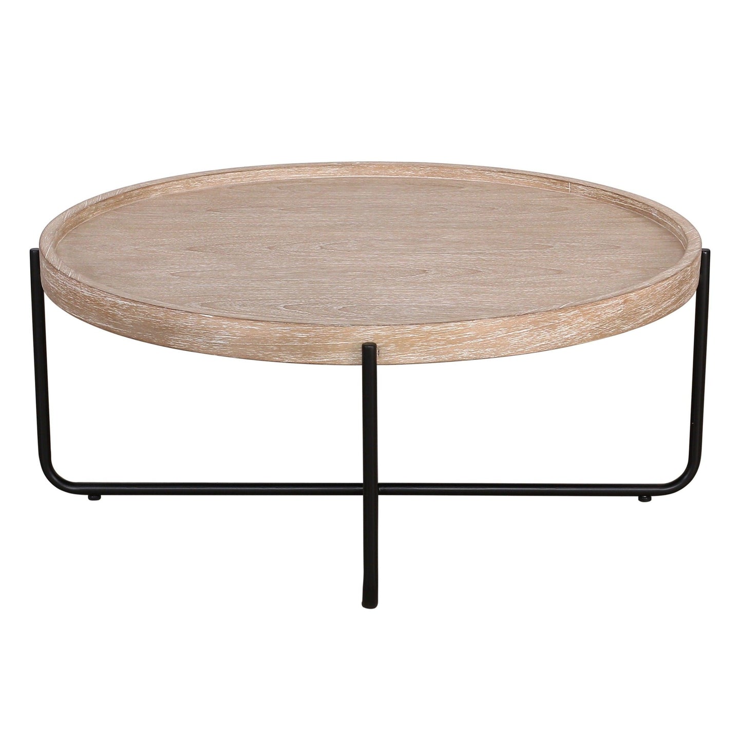 Tavolino da caffè rotondo in legno naturale e ferro
