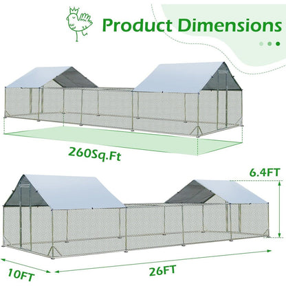 AECOJOY Grande pollaio in metallo con gabbia per polli in metallo