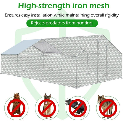 AECOJOY Grande pollaio in metallo con gabbia per polli in metallo