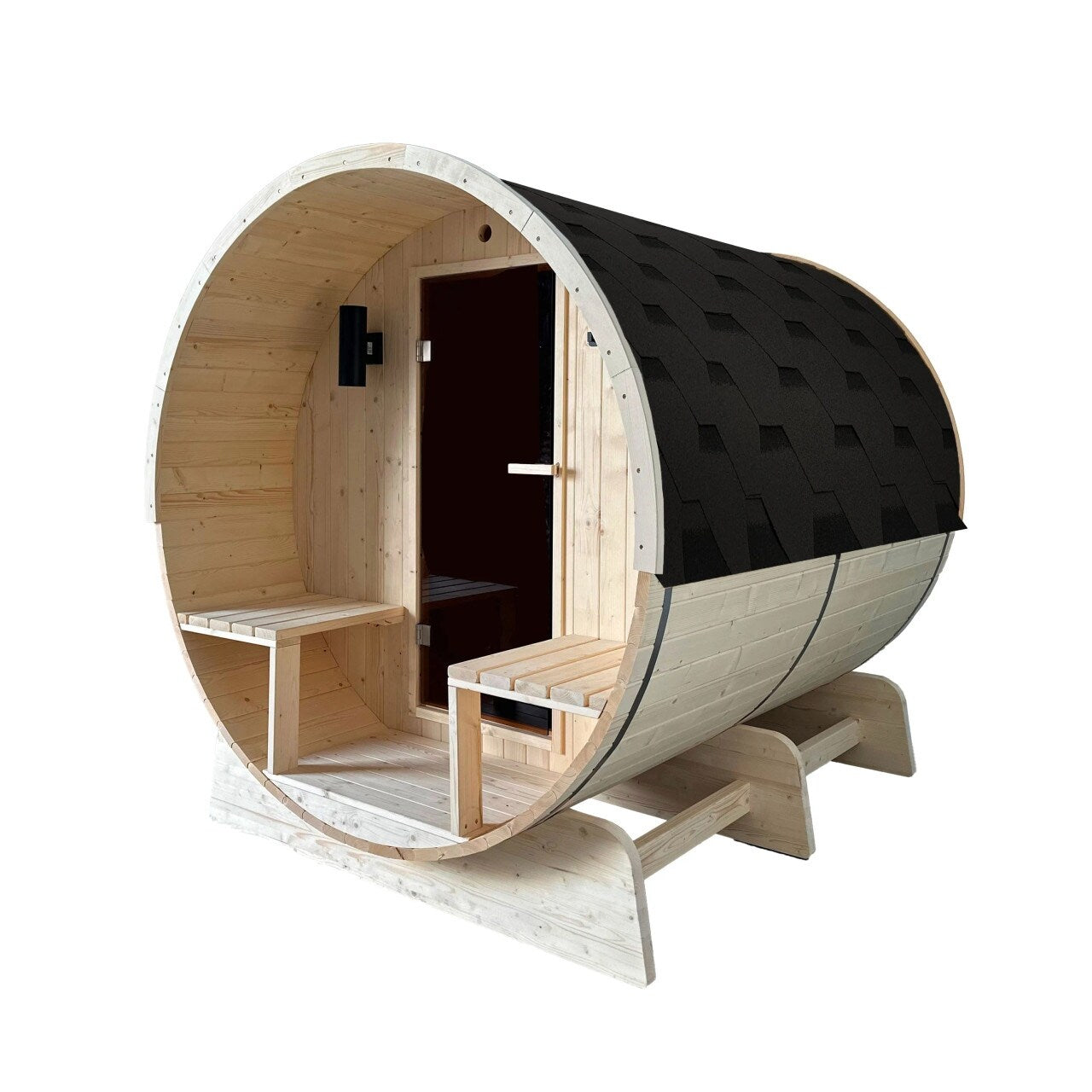 Sauna a botte in pino finlandese bianco ALEKO per 6-8 persone con riscaldatore elettrico UL - 88L x 73W x 79H pollici