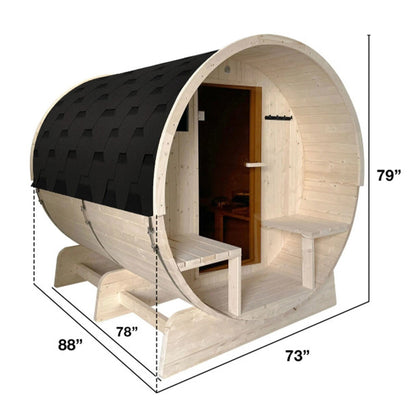 Sauna a botte in pino finlandese bianco ALEKO per 6-8 persone con riscaldatore elettrico UL - 88L x 73W x 79H pollici