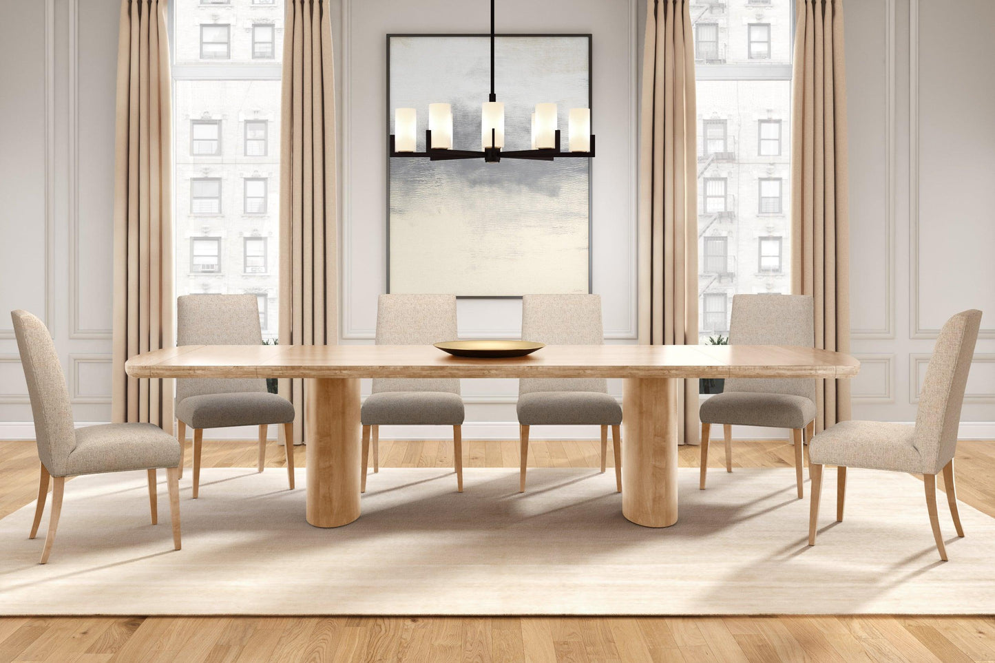 Tavolo da pranzo con gambe in legno naturale