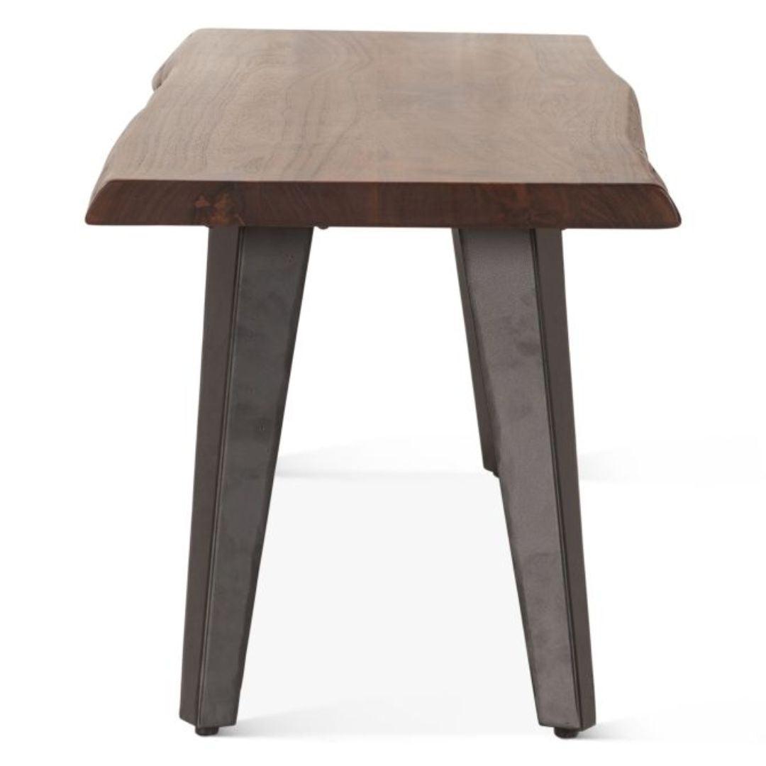 Panca con gambe inclinate in metallo acacia