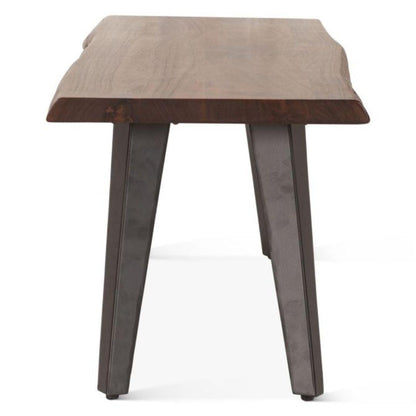 Panca con gambe inclinate in metallo acacia