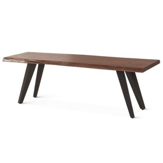 Panca con gambe inclinate in metallo acacia