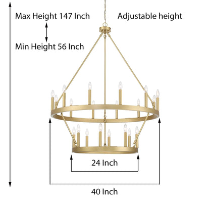 Lampadario Acroma da 20 luci moderno stile fattoria da 40 pollici a forma di ruota di carro con UL