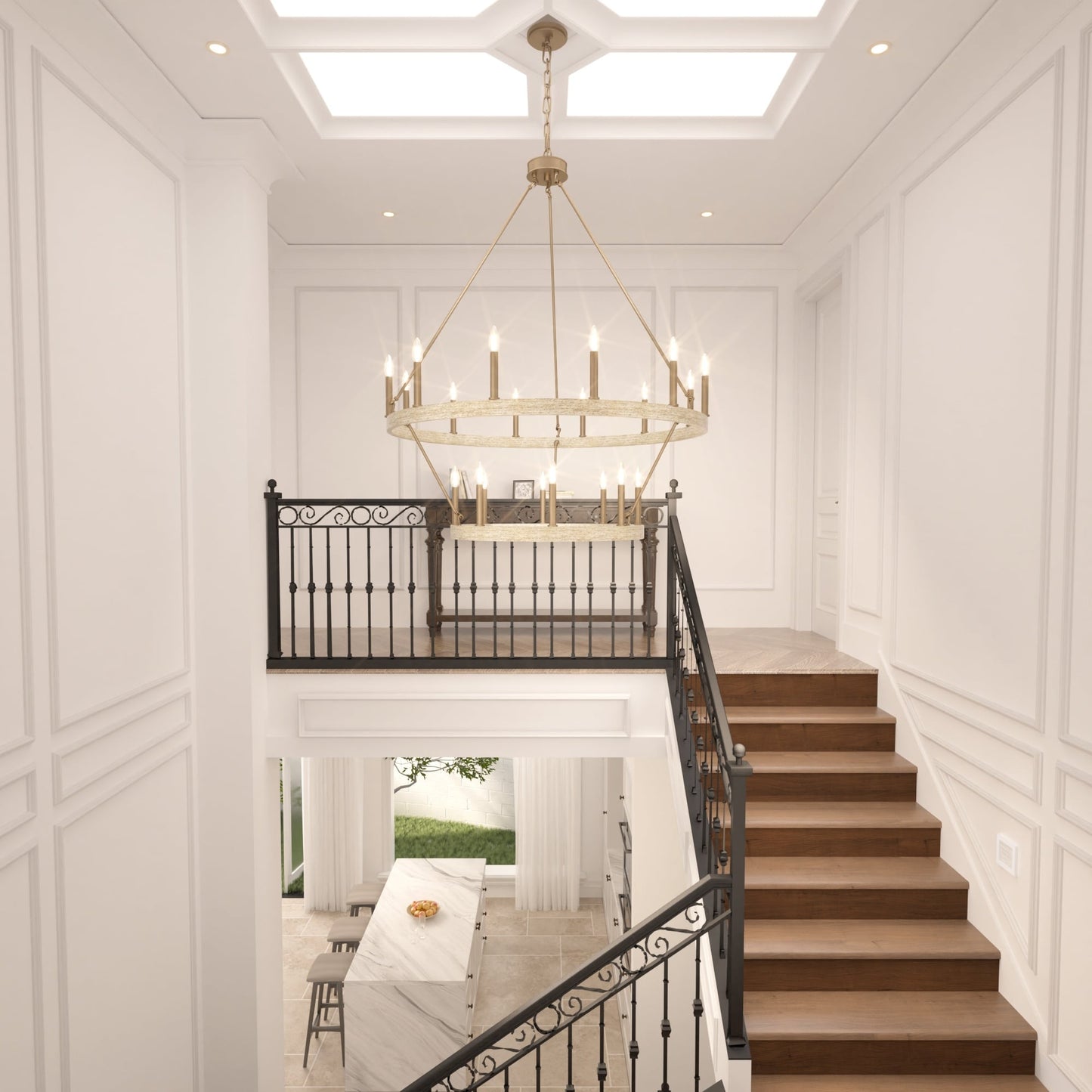 Lampadario Acroma da 20 luci moderno stile fattoria da 40 pollici a forma di ruota di carro con UL