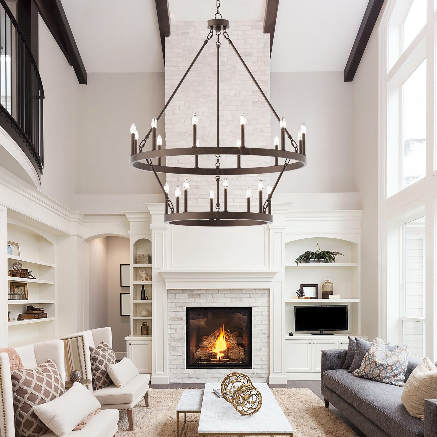 Lampadario Acroma da 20 luci moderno stile fattoria da 40 pollici a forma di ruota di carro con UL