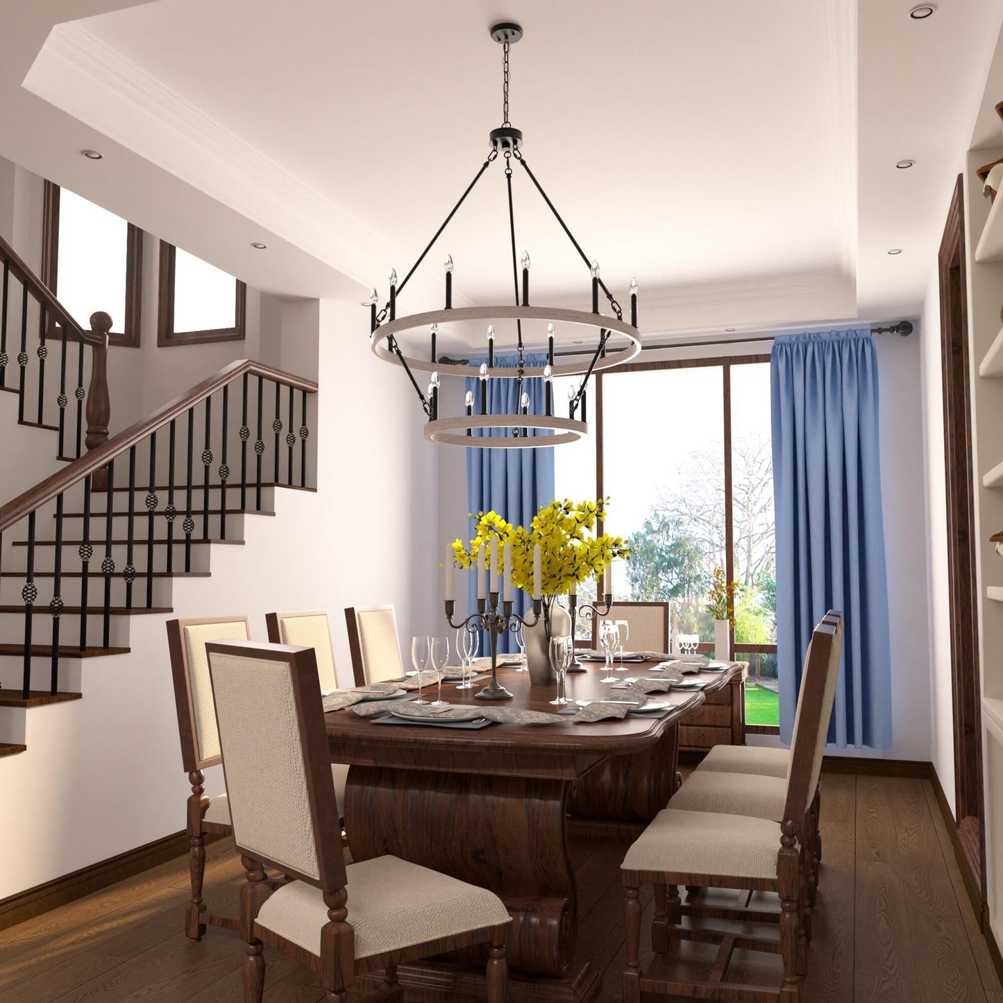 Lampadario Acroma da 20 luci moderno stile fattoria da 40 pollici a forma di ruota di carro con UL