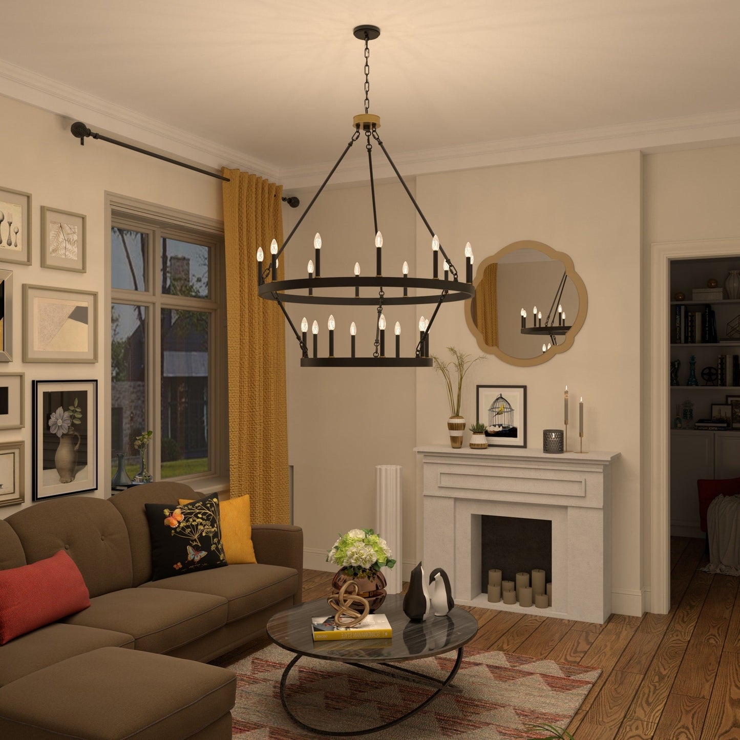 Lampadario Acroma da 20 luci moderno stile fattoria da 40 pollici a forma di ruota di carro con UL