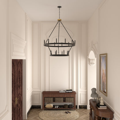 Lampadario Acroma da 20 luci moderno stile fattoria da 40 pollici a forma di ruota di carro con UL