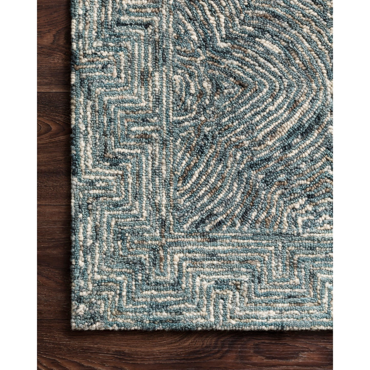 Tappeto contemporaneo Alexander Home Aspen Denim Wool tuftato a mano