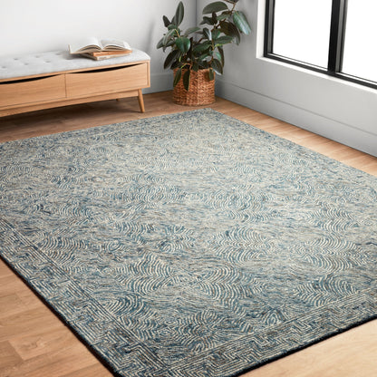 Tappeto contemporaneo Alexander Home Aspen Denim Wool tuftato a mano