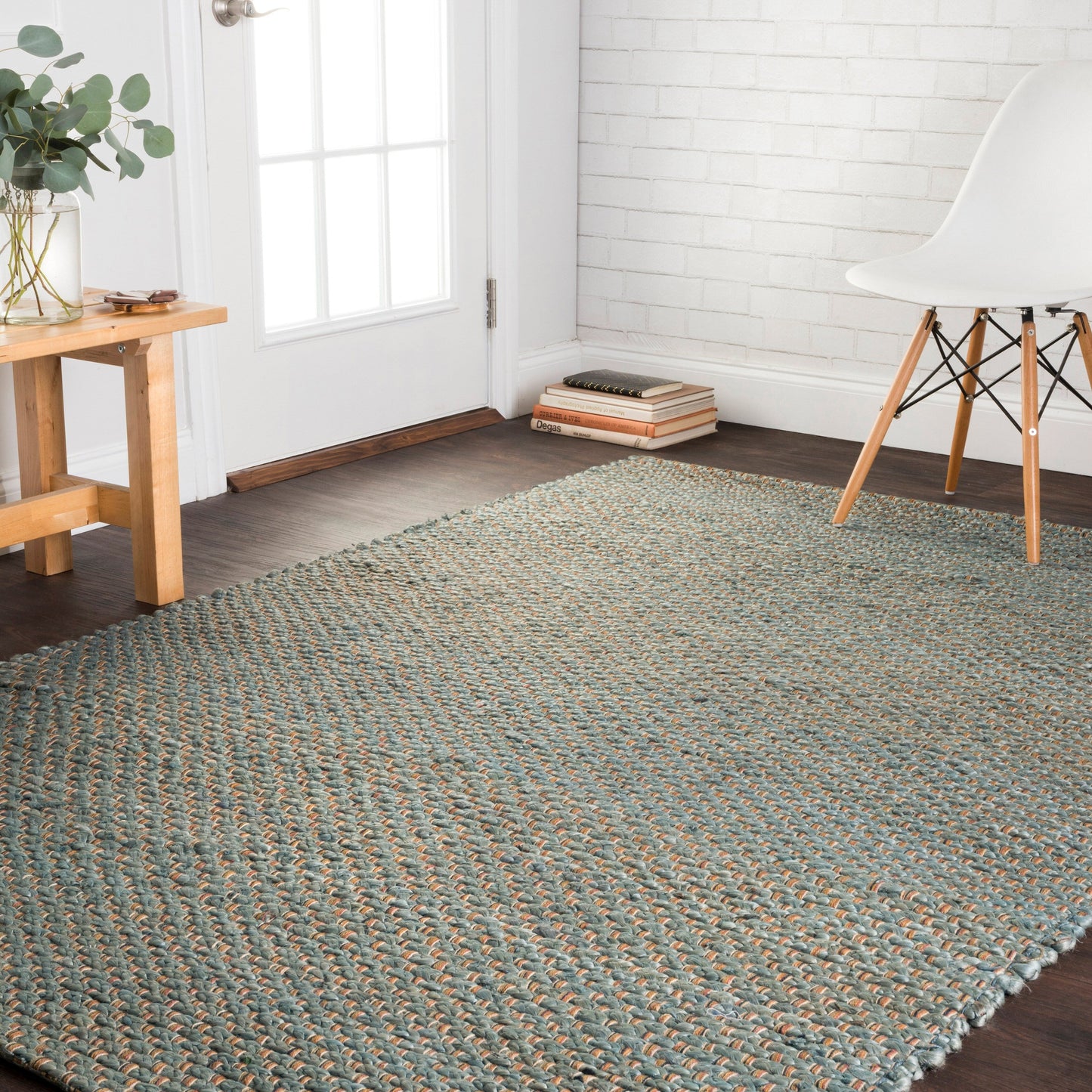 Tappeto Alexander Home Farmhouse in iuta e pelle intrecciato a mano